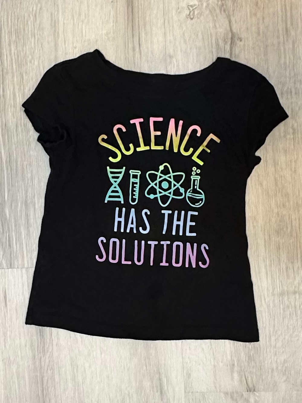 Kids - 3 for $10 - GAP Black Tee with Pastel Rainbow Graphic